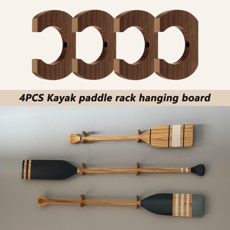 LOOEEL 4 PCS Kayak Paddle Rack Hanging Board,Paddle Holder Hangers Racks Wall Storage Keeper Hanging Oar Wall Decor Oar Board Accessories for Paddle Storage Wall Rack,Kayak,SUP,Canoe Paddles.-Brown - Image 5